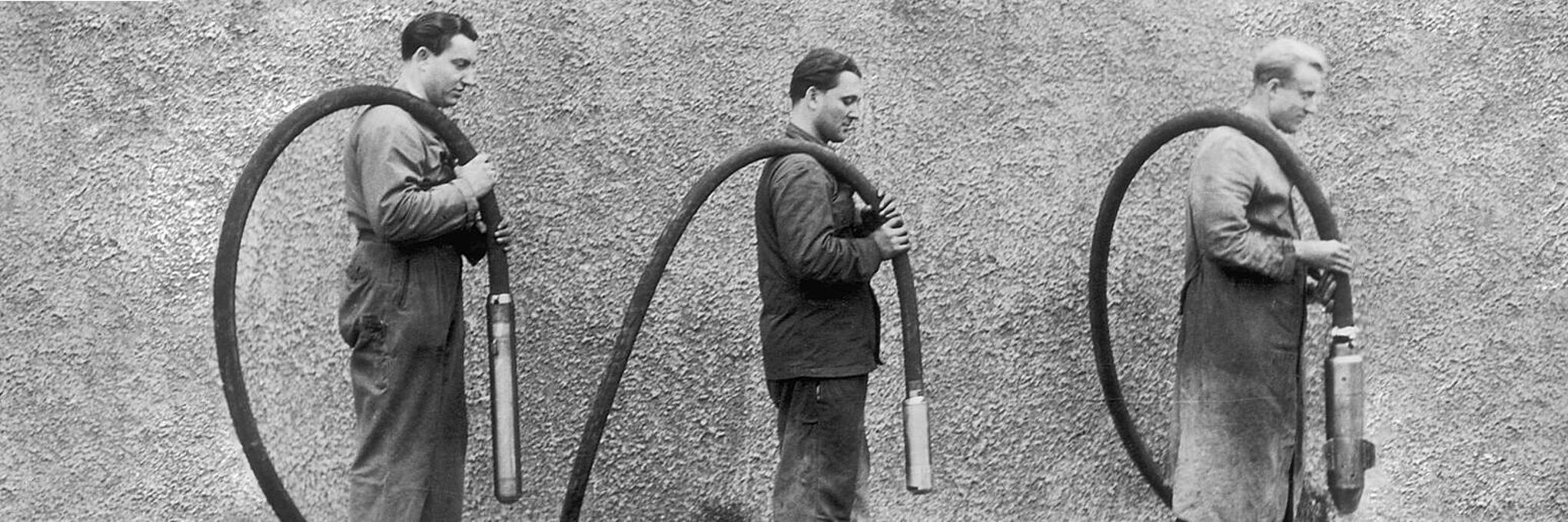 威克诺森首台插入式振动器的历史照片。